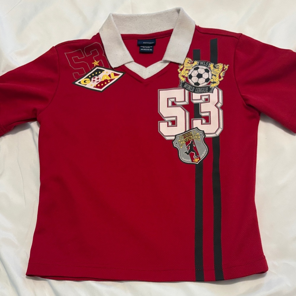 Size 4 Kids Red Soccer Graphic Polo Top
